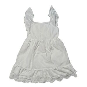 Gap Kids White Eyelet Flutter Sleeve Dress Swiss Dot Smocked Back Size M 7 8